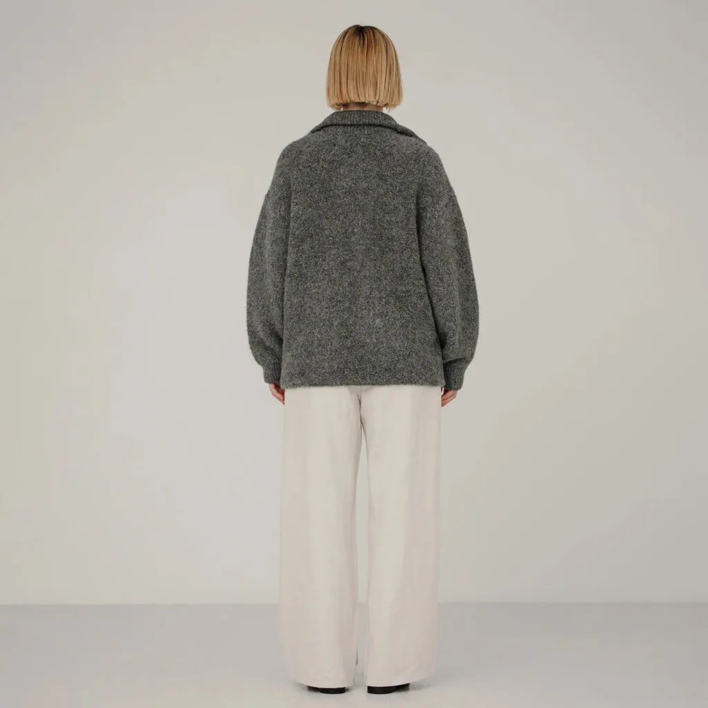 Bare Knitwear Woman Billy Zip Sweater Ash Grey