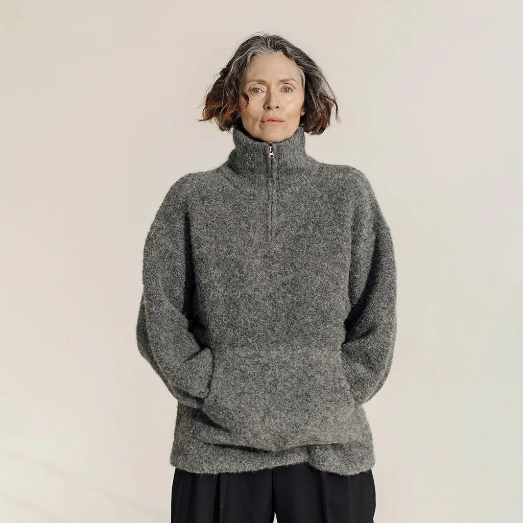Bare Knitwear Woman Billy Zip Sweater Ash Grey
