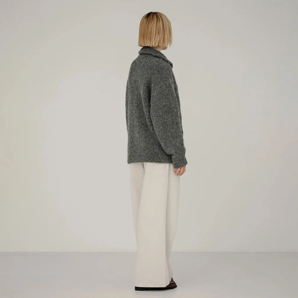 Bare Knitwear Woman Billy Zip Sweater Ash Grey