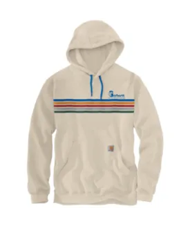 Carhartt Mens Oat Milk Loosefit Midweight Stripe Graphic Hoodie