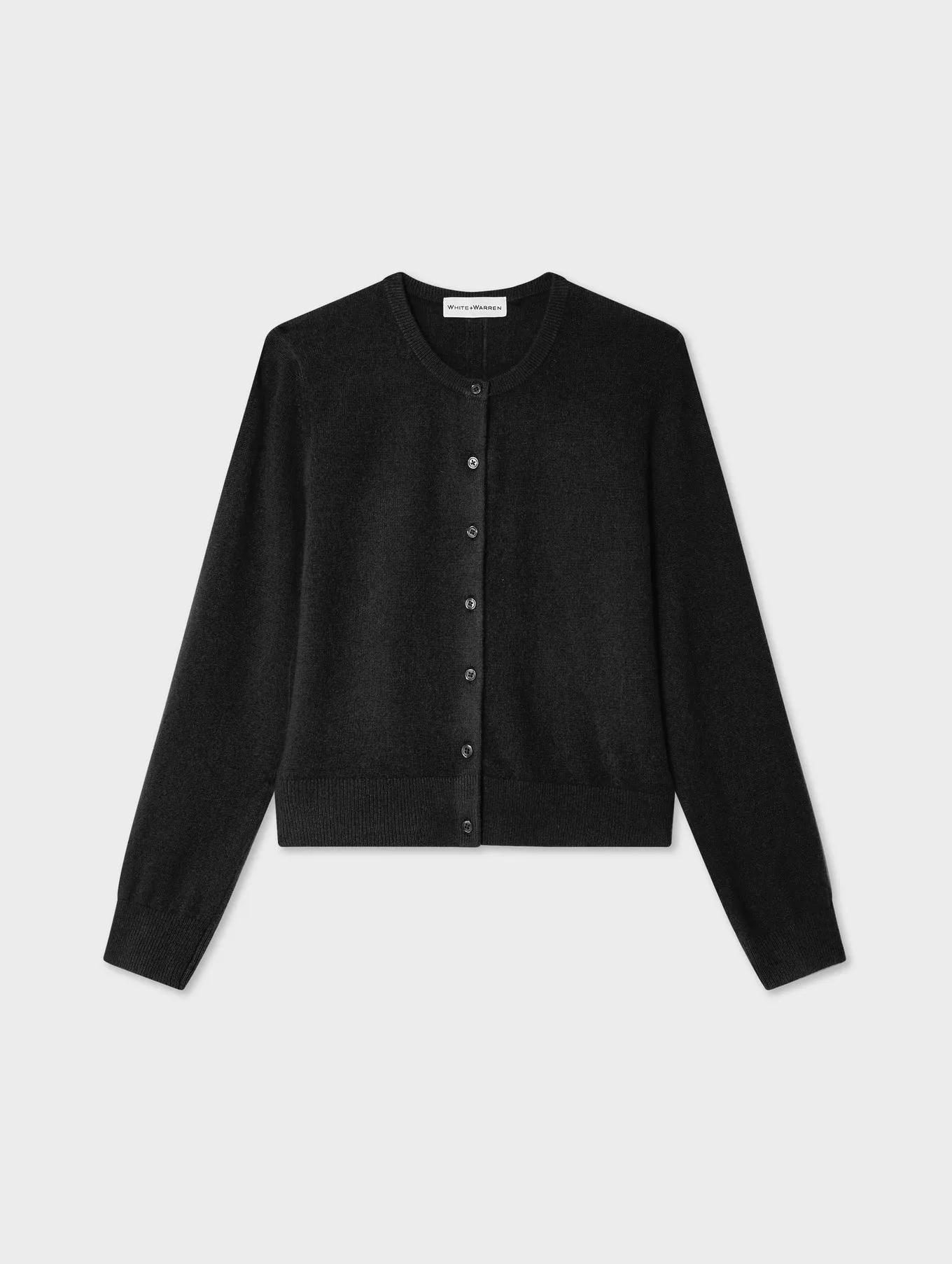 CASHMERE CREWNECK CARDIGAN IN BLACK