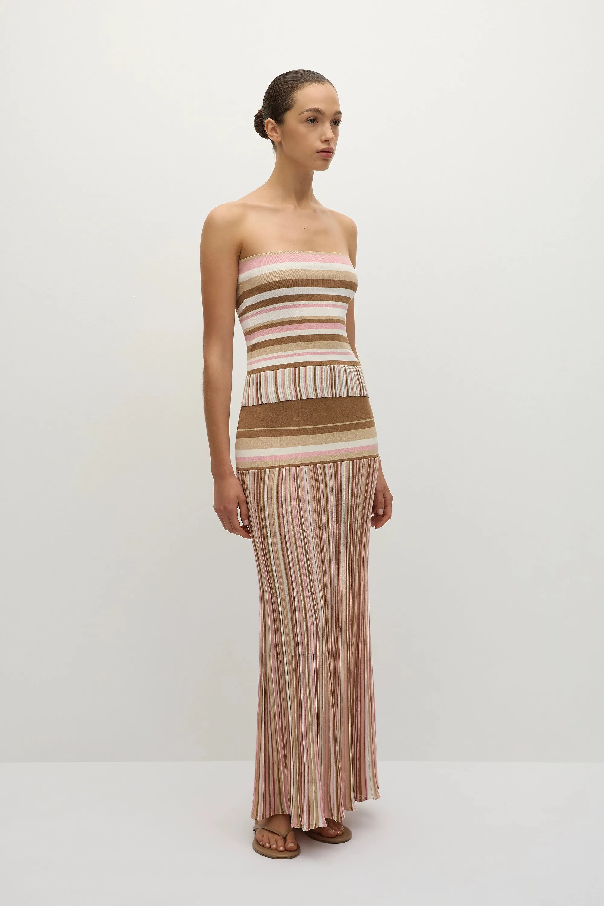 Citara Skirt Puce Sepia Stripe
