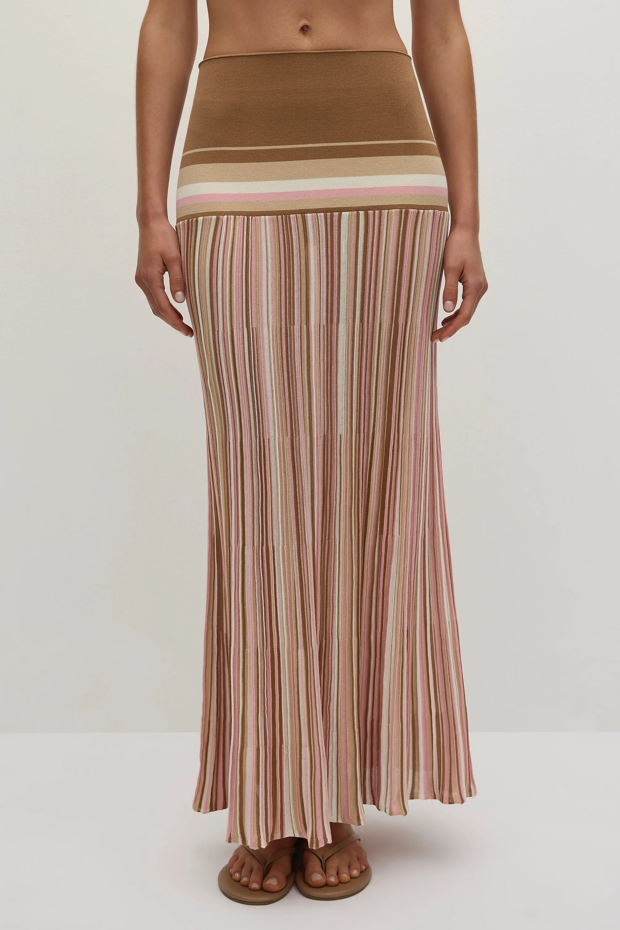 Citara Skirt Puce Sepia Stripe