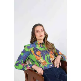 Ekastories Green Panther Denim Jacket