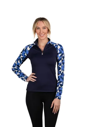 Kastel Long Sleeve Navy Geometric Raglan 1/4 Zip