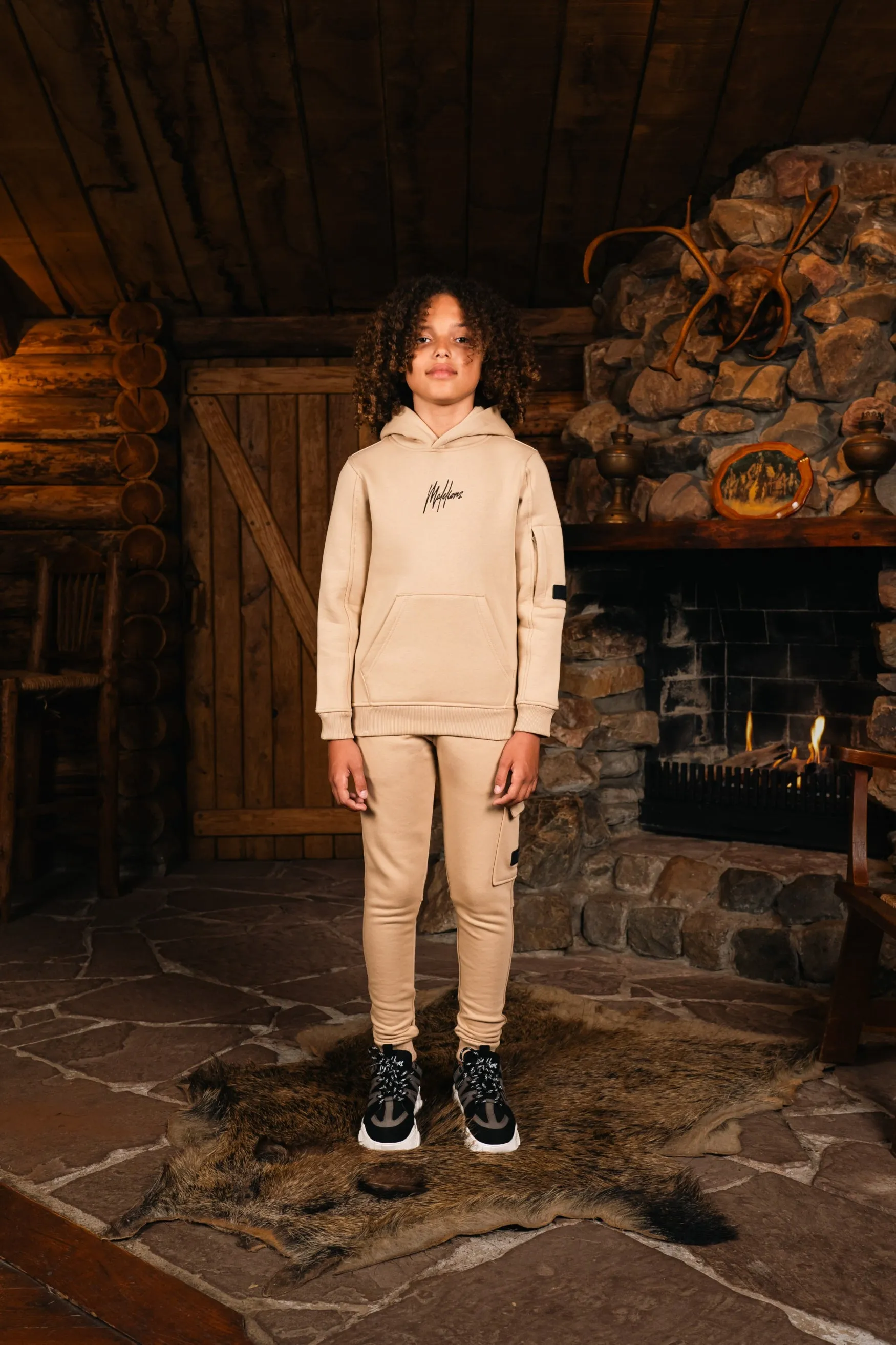 Malelions Junior Cargo Hoodie | Light Brown