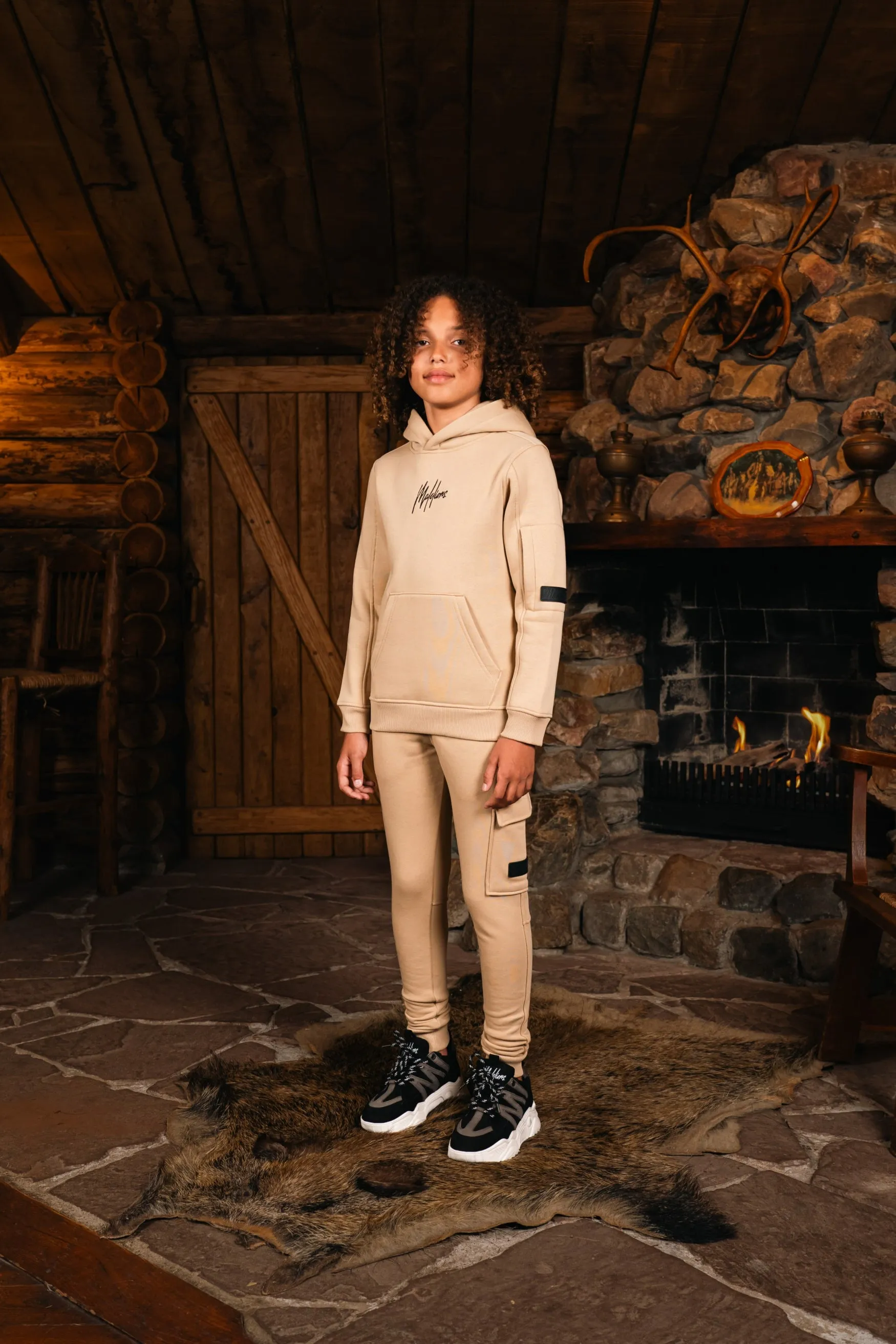 Malelions Junior Cargo Hoodie | Light Brown