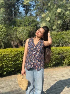 Nile Blue Floral Waistcoat