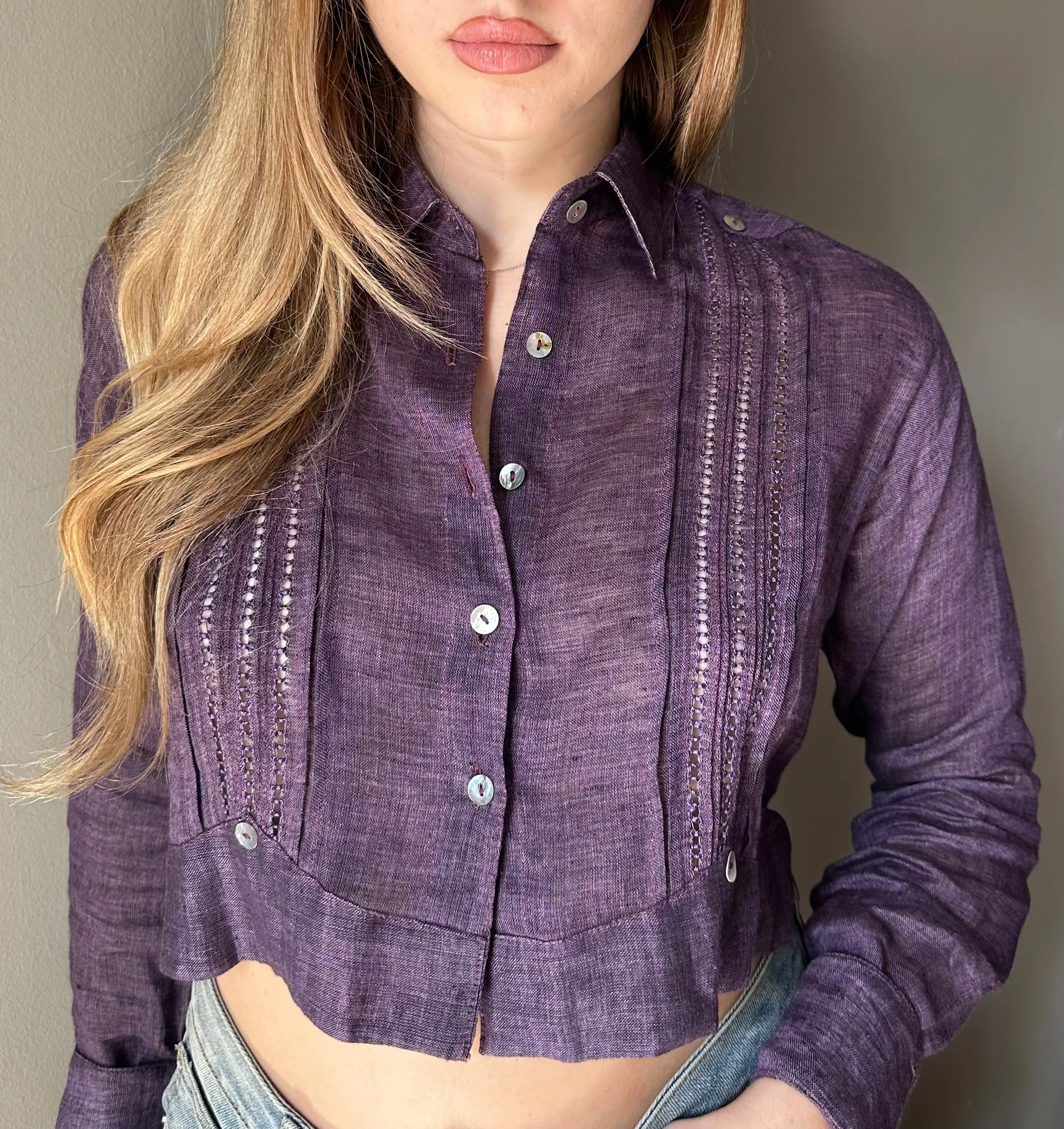Purple Haze Crop Guayabera