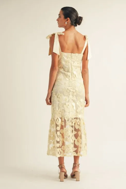 Shoulder Tie Midi Dress