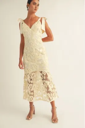 Shoulder Tie Midi Dress