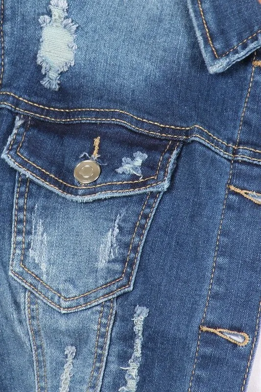 Solid Denim Puff Jacket