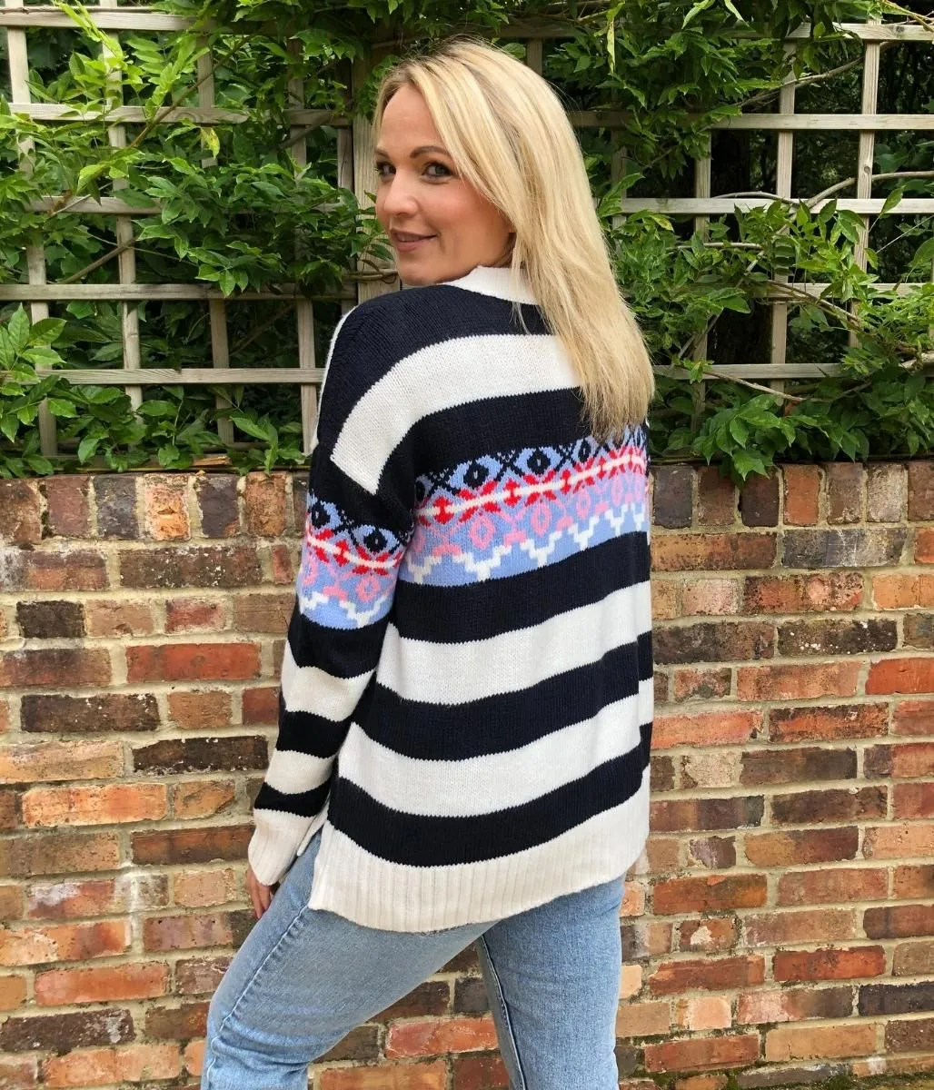Striped Panel Detail Relaxed Jumper