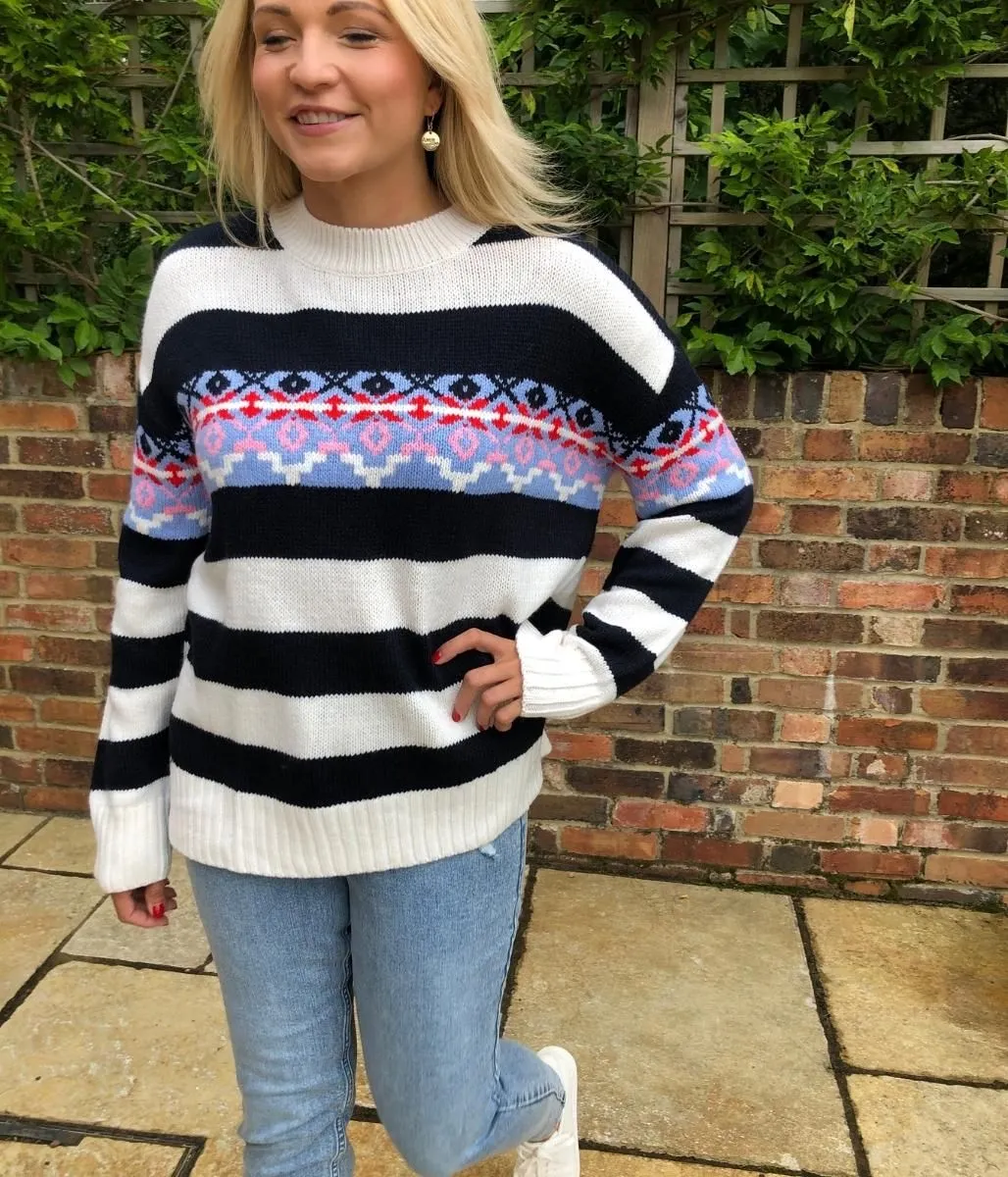 Striped Panel Detail Relaxed Jumper