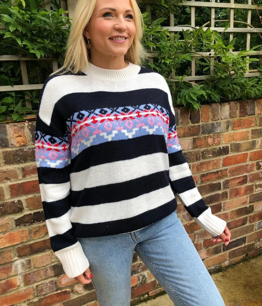 Striped Panel Detail Relaxed Jumper