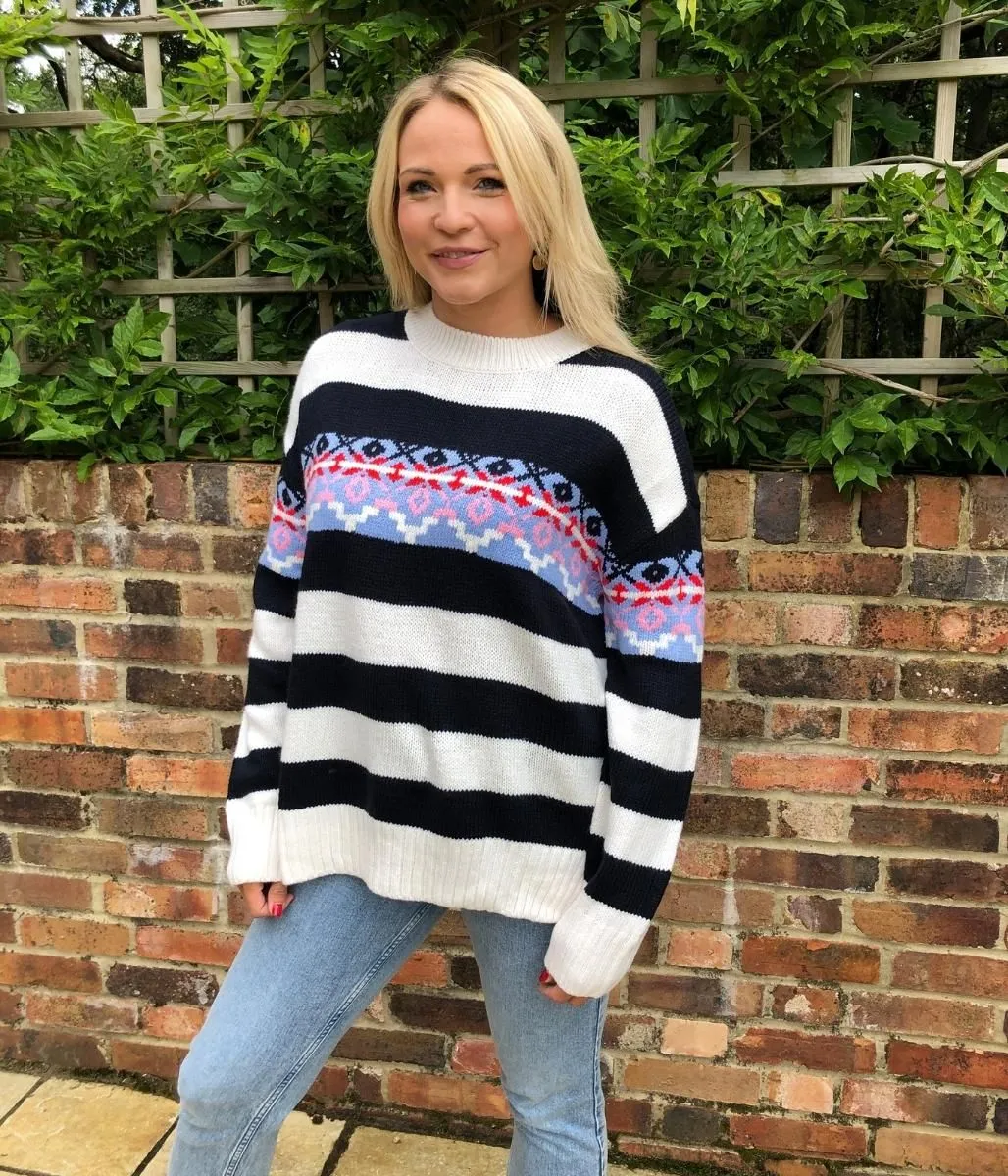 Striped Panel Detail Relaxed Jumper